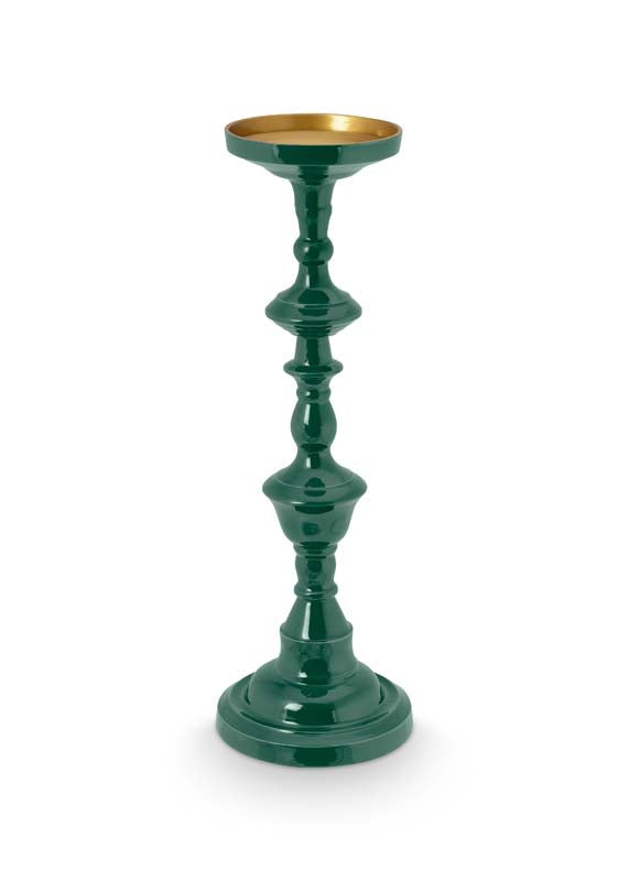 Produktbillede af Candle Holder Large Metal Dark Green 46cm på tilbud i høj kvalitet