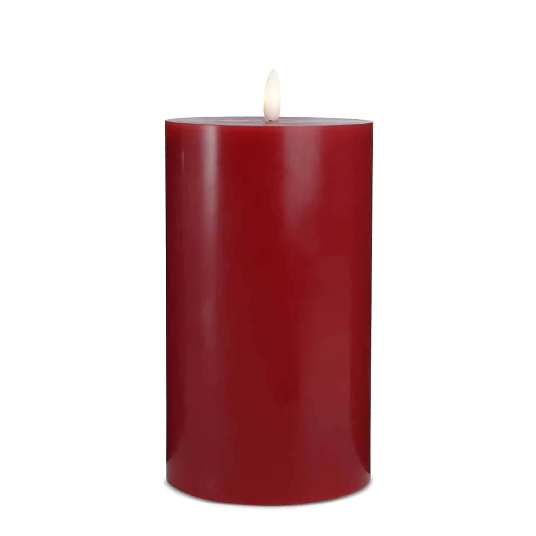 LED Stearinlys 1 stk. ø10 x 20 cm m/3D flamme (flere farver) Rød