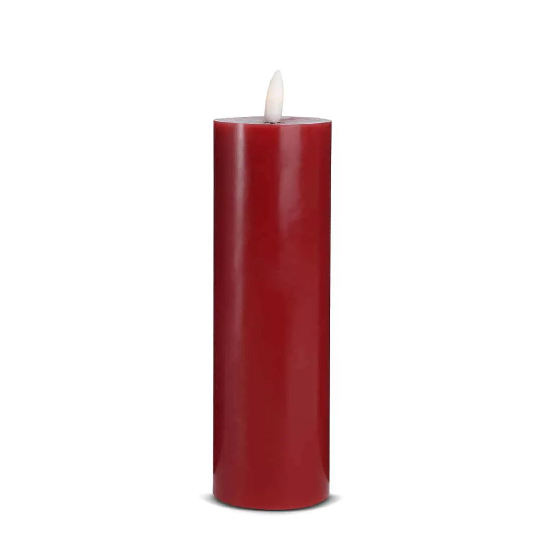 LED Stearinlys 1 stk. ø5,5 x 20 cm m/3D flamme (flere farver) Rød