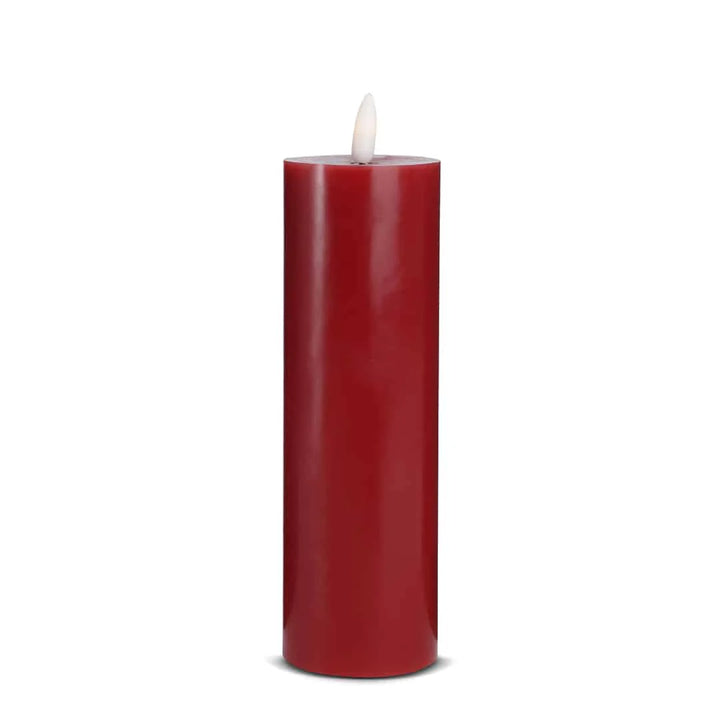 LED Stearinlys 1 stk. ø5,5 x 20 cm m/3D flamme (flere farver) Rød