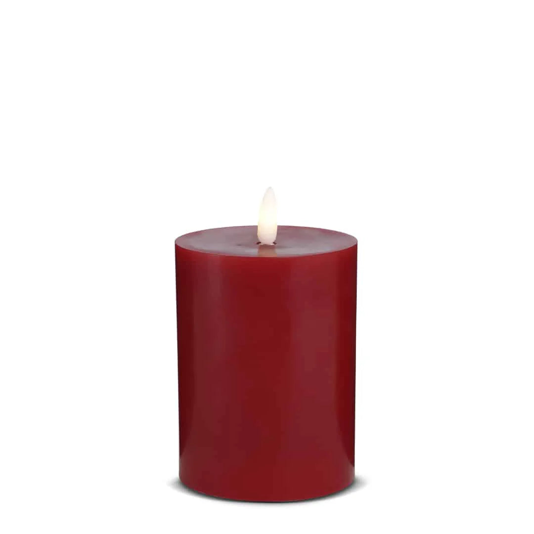 LED Stearinlys 1 stk. ø7,5 x 12,5 cm m/3D flamme (flere farver) Rød