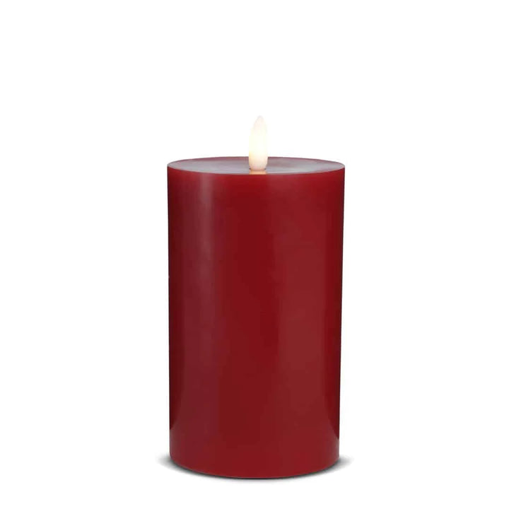 LED Stearinlys 1 stk. ø7,5 x 15 cm m/3D flamme (flere farver) Rød