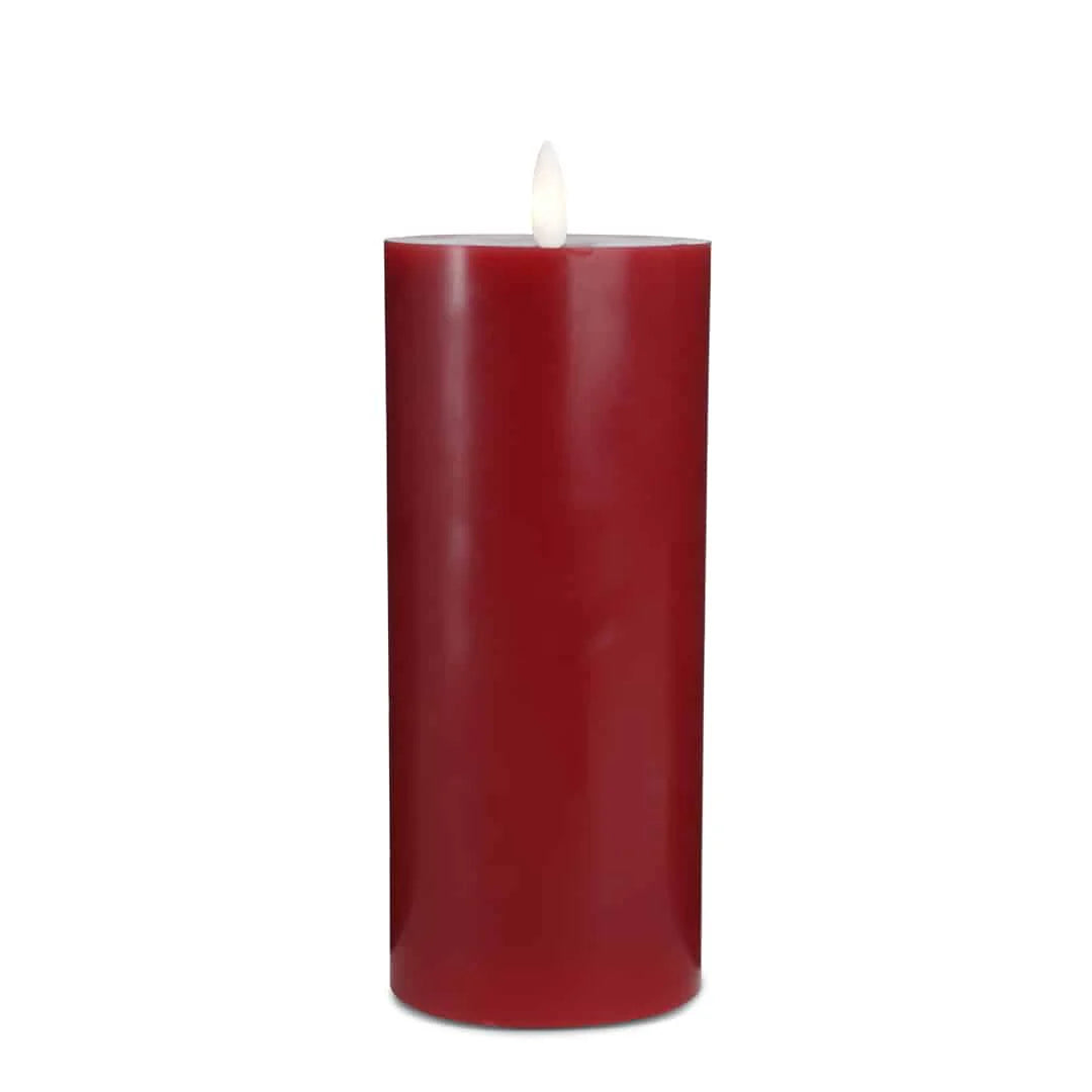 LED Stearinlys 1 stk. ø7,5 x 20 cm m/3D flamme (flere farver) Rød