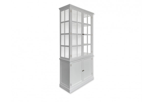 Se Romsø Vitrineskab 220x110x45 cm Grå/Hvid ⇒ Udsalg og Tilbud Nu