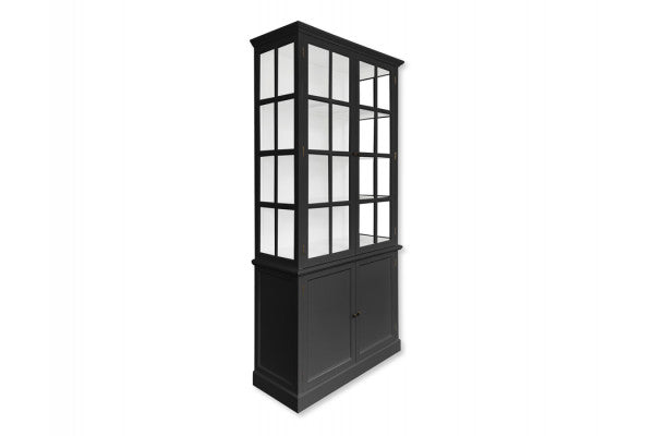 Produktbillede af Romsø Vitrineskab 220x110x45 cm Sort/Hvid på tilbud i høj kvalitet