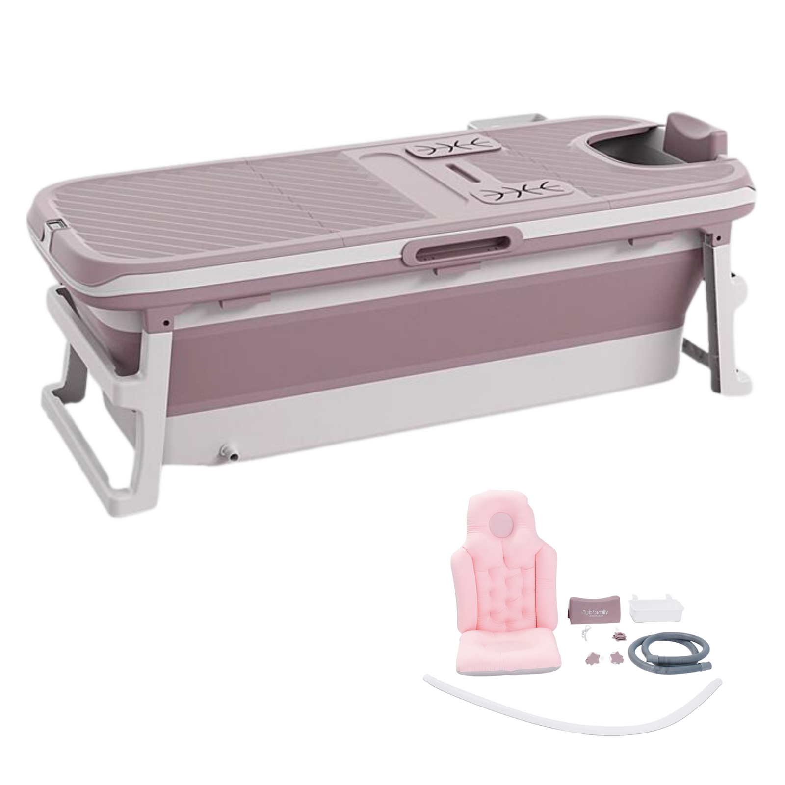 Produktbillede af Badekar foldbart Med låg & termometer Tisvilde 150cm rosa på tilbud i høj kvalitet