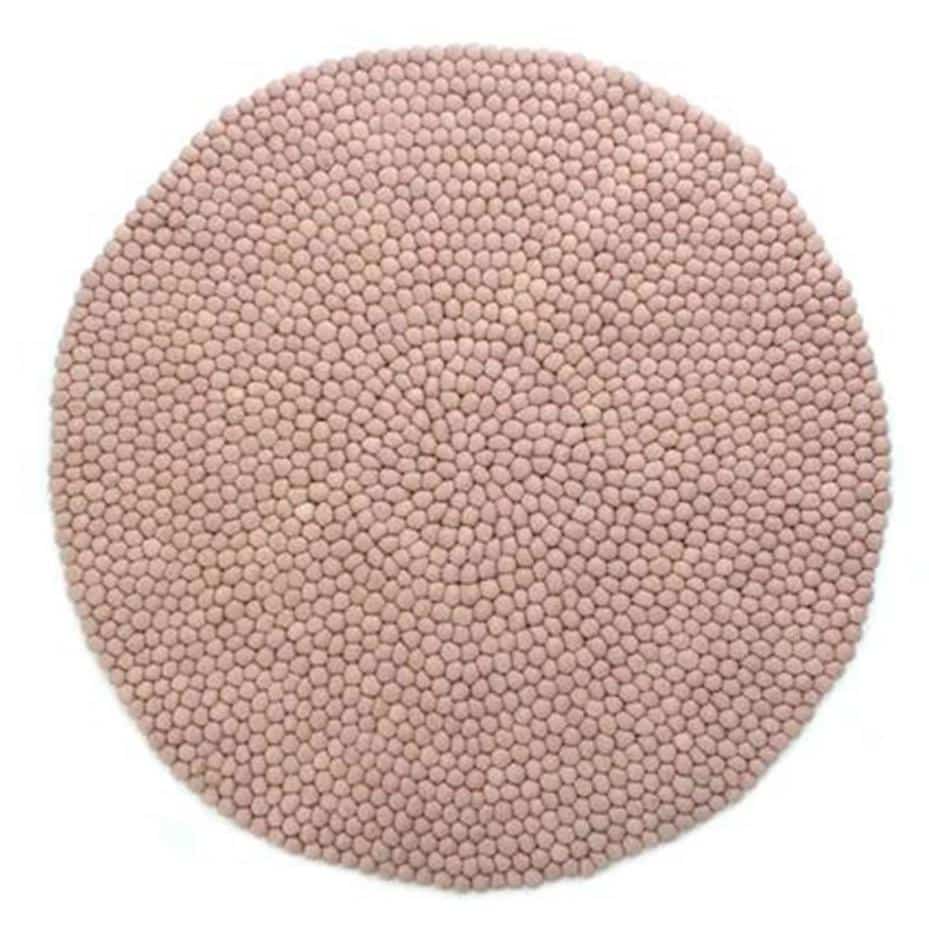 Kugletæppe i 100% ren Nepal uld (Fås i flere forskellige farver og størrelser) 90 cm / Støvet rosa