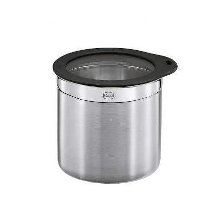 Produktbillede af Rösle Opbevaringsdåse Dia 12 x 12,5 cm 1,4 liter Stål/Klar/Sort i premium kvalitet