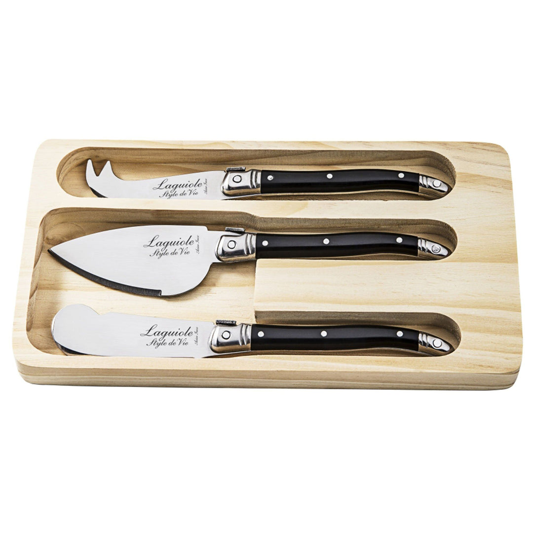 Laguiole Laguiole Ostknive 3 stk, sort – produktfoto (Ostkniv)