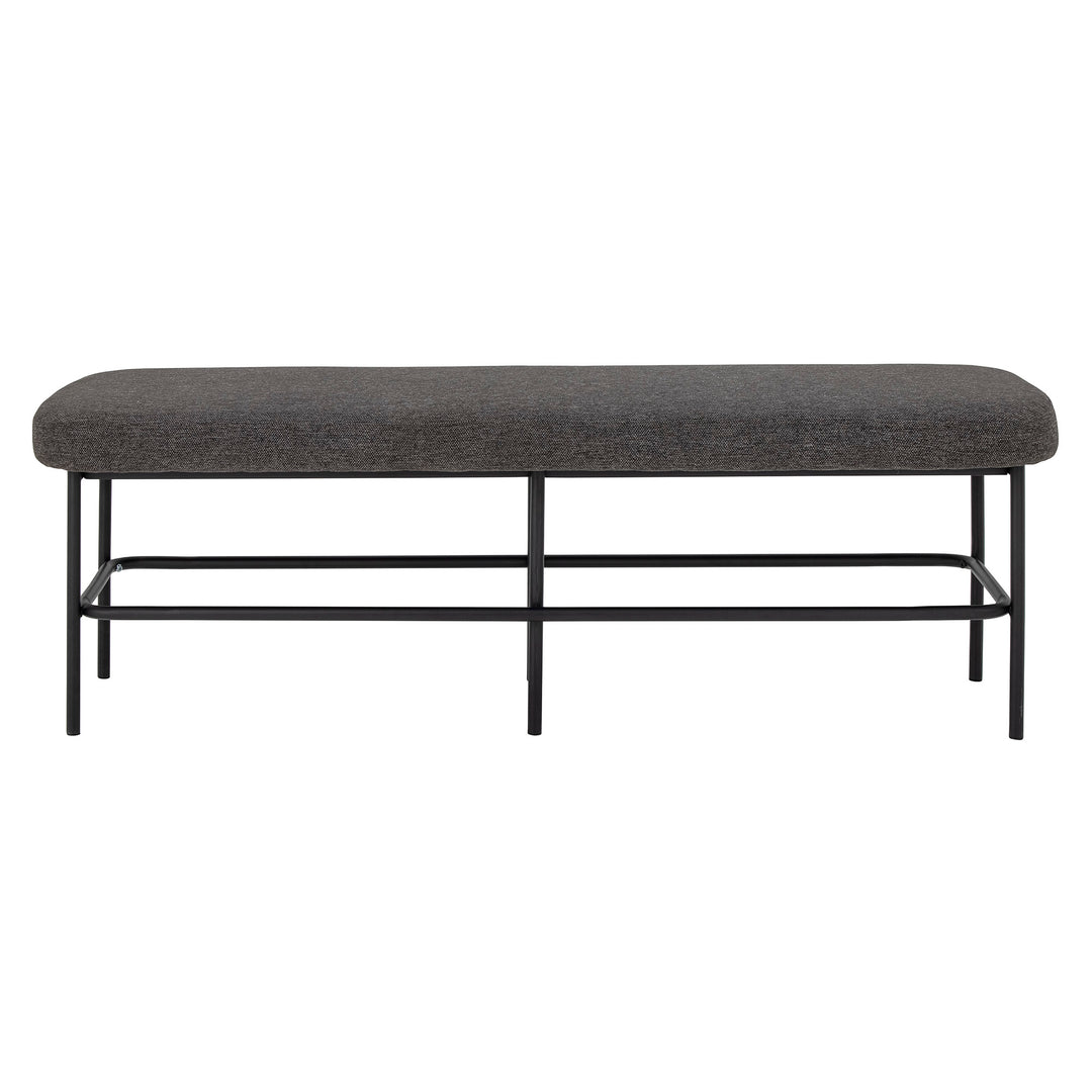 BLOOMINGVILLE Farell bænk rektangulær grå polyester og sort metal 140x45,5