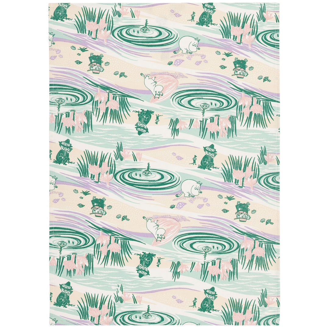 Arabia Arabia Mumin En dag på stranden Viskestykke 50x70 cm – close-up (Moomin)