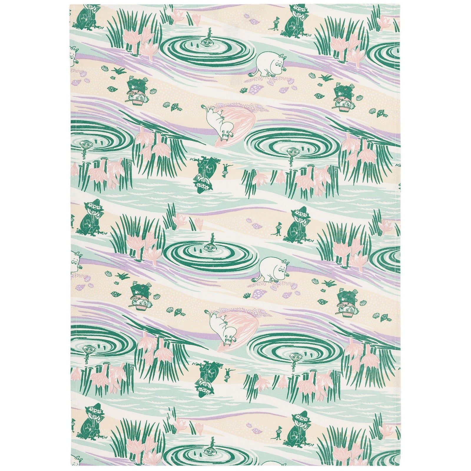 Arabia Arabia Mumin En dag på stranden Viskestykke 50x70 cm – close-up (Moomin)