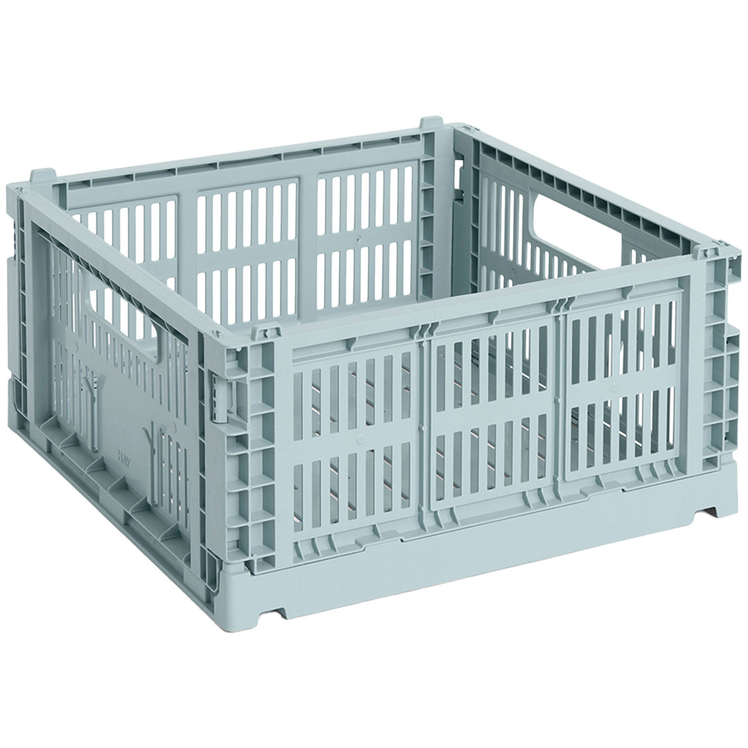 Hay HAY Colour Crate Medium Square Opbevaringskasse, dusty blue – frontbillede (Opbevaringsboks)