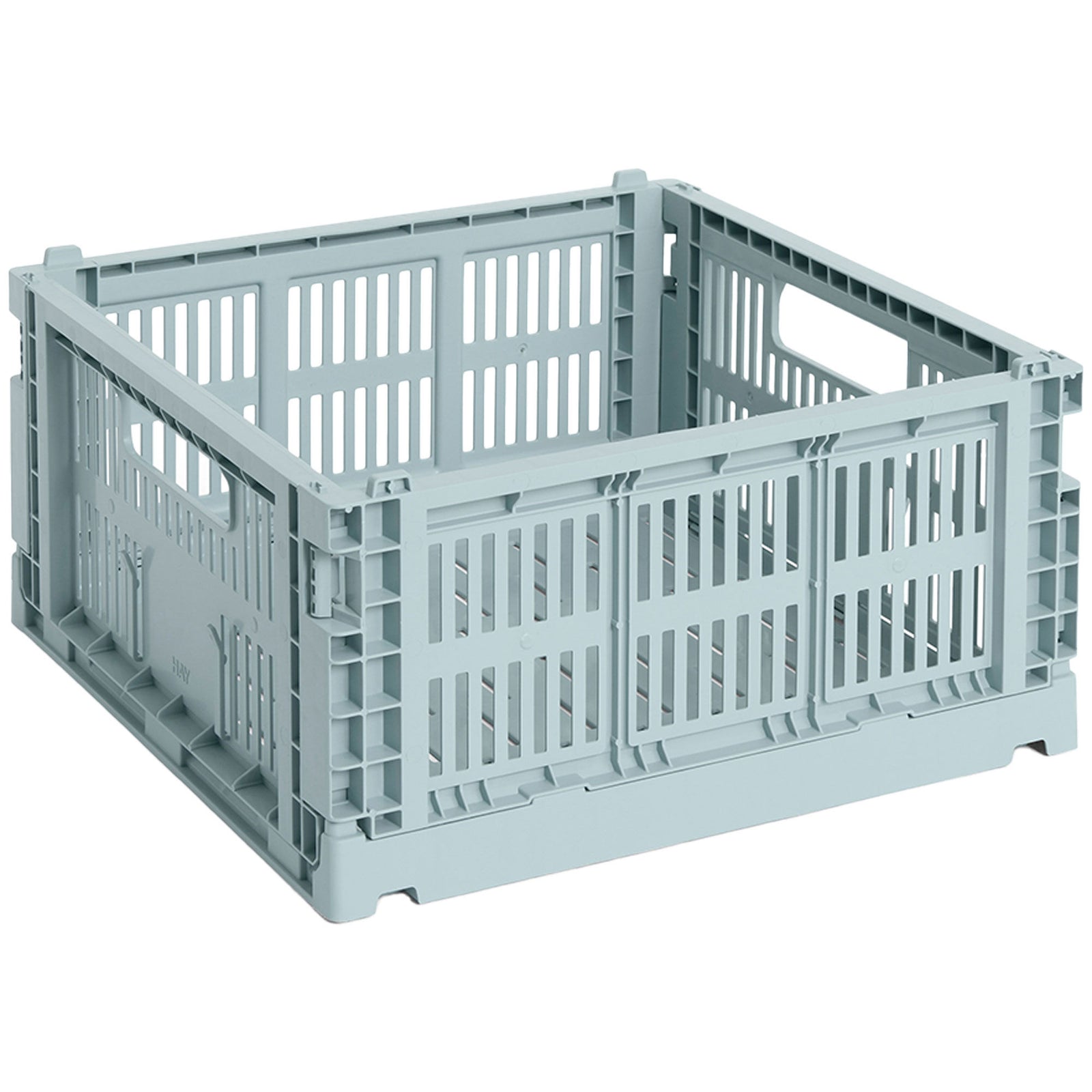 Hay HAY Colour Crate Medium Square Opbevaringskasse, dusty blue – frontbillede (Opbevaringsboks)