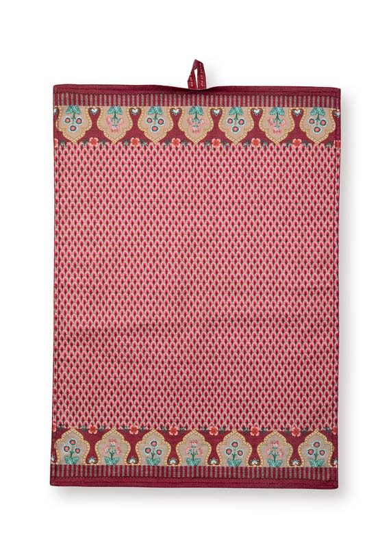 Produktbillede af Tea Towel Flower Festival Scallop Dark Pink 50x70cm på tilbud i høj kvalitet