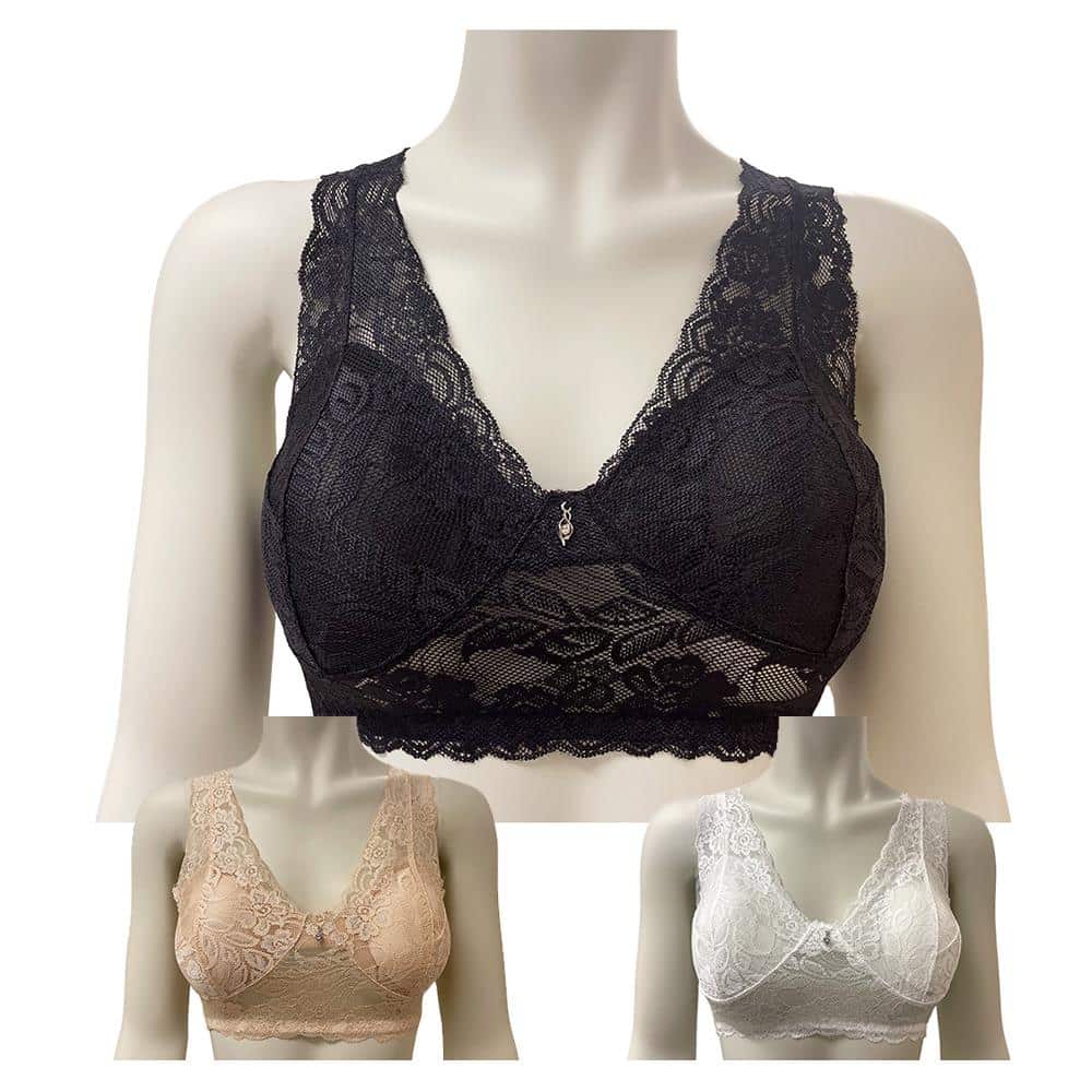 Produktbillede af Køb Lace Comfort BH (3 stk. i 3 farver uden bøjle) XXL på tilbud