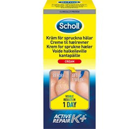 Detaljeret produktbillede af Scholl Heel Crack Cream Act.repair K+ 120 ml. på tilbud