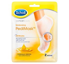 Detaljeret produktbillede af Scholl PediMask Triple Oil 2 socks 1 pk. på tilbud