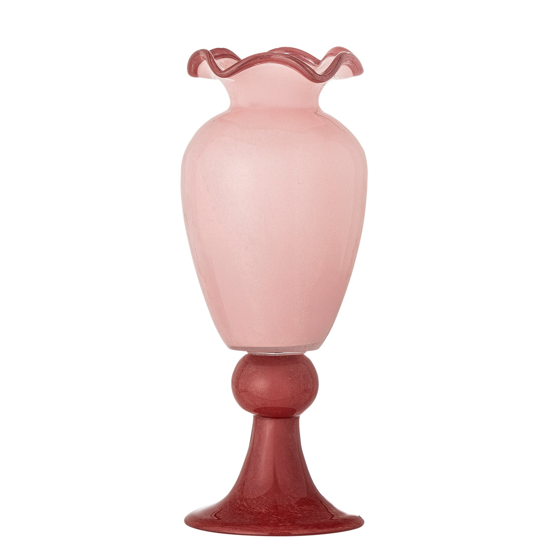 Produktbillede af BLOOMINGVILLE Frills vase rosa glas D14xH34 i premium kvalitet