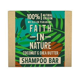 Detaljeret produktbillede af faith in nature Shampoobar Kokos & Sheasmørt 85 g på tilbud