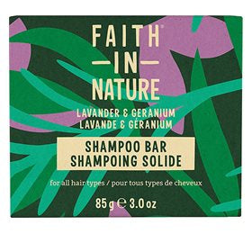Detaljeret produktbillede af faith in nature Shampoobar Lavendel & Geranium 85 g på tilbud