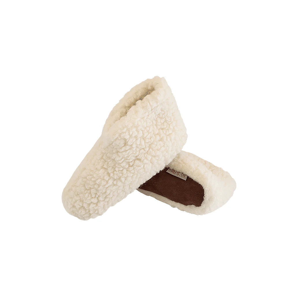 Fluffy Uld Hjemmesko (100% ren uld) Model Hvid 39