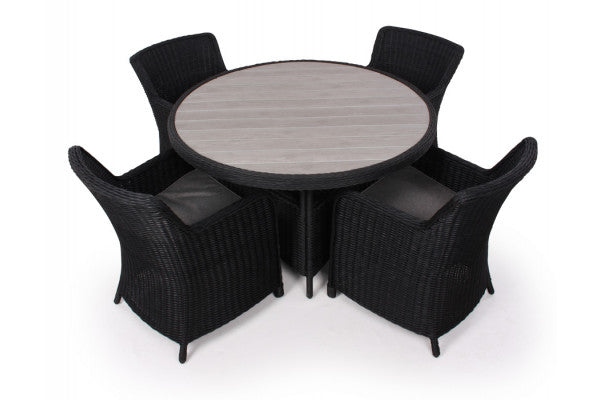 Siesta Sort Havemøbelsæt m/4 spisestole - Ø 130 cm ❤ Stort online udvalg i Gozomo.dk ❤ Billig fragt og hurtig levering 2 - 5 hverdage ❤ Varenummer: HML-DK1464 / Ean: '5709386475659 på lager - Udsalg på HAVEMØBELSÆT > Vedligeholdelsesfrie havemøbelsæt Spar op til 61% - Over 324 kendte brands på udsalg