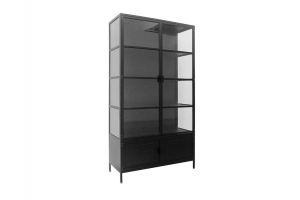 Produktbillede af Skærbæk Vitrineskab i Metal 110x40x190 cm Sort på tilbud i høj kvalitet