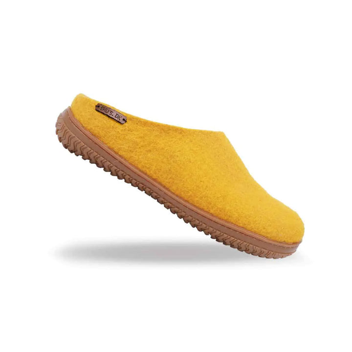 Uldtøffel (100% ren uld) m/Gummisål Dansk Design fra SHUS gul / 37