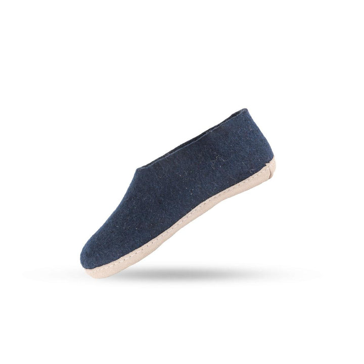 Uldhjemmesko (100% ren uld) m/sål i skind Dansk Design fra SHUS blaa / 36