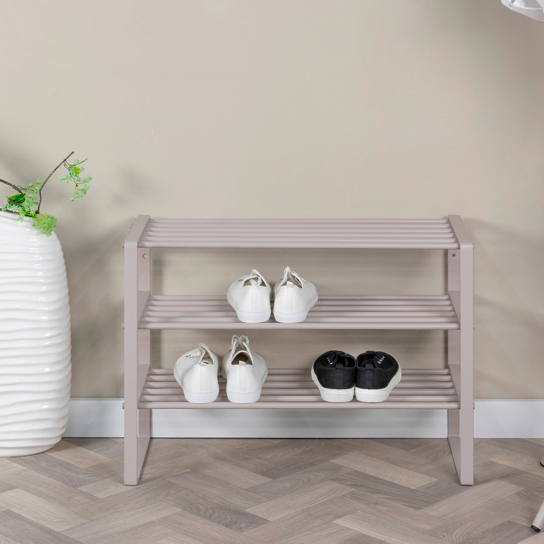 Produktbillede af Dinex Skostativ i silky taupe metal 3 hylder bredde 70 cm på tilbud i høj kvalitet