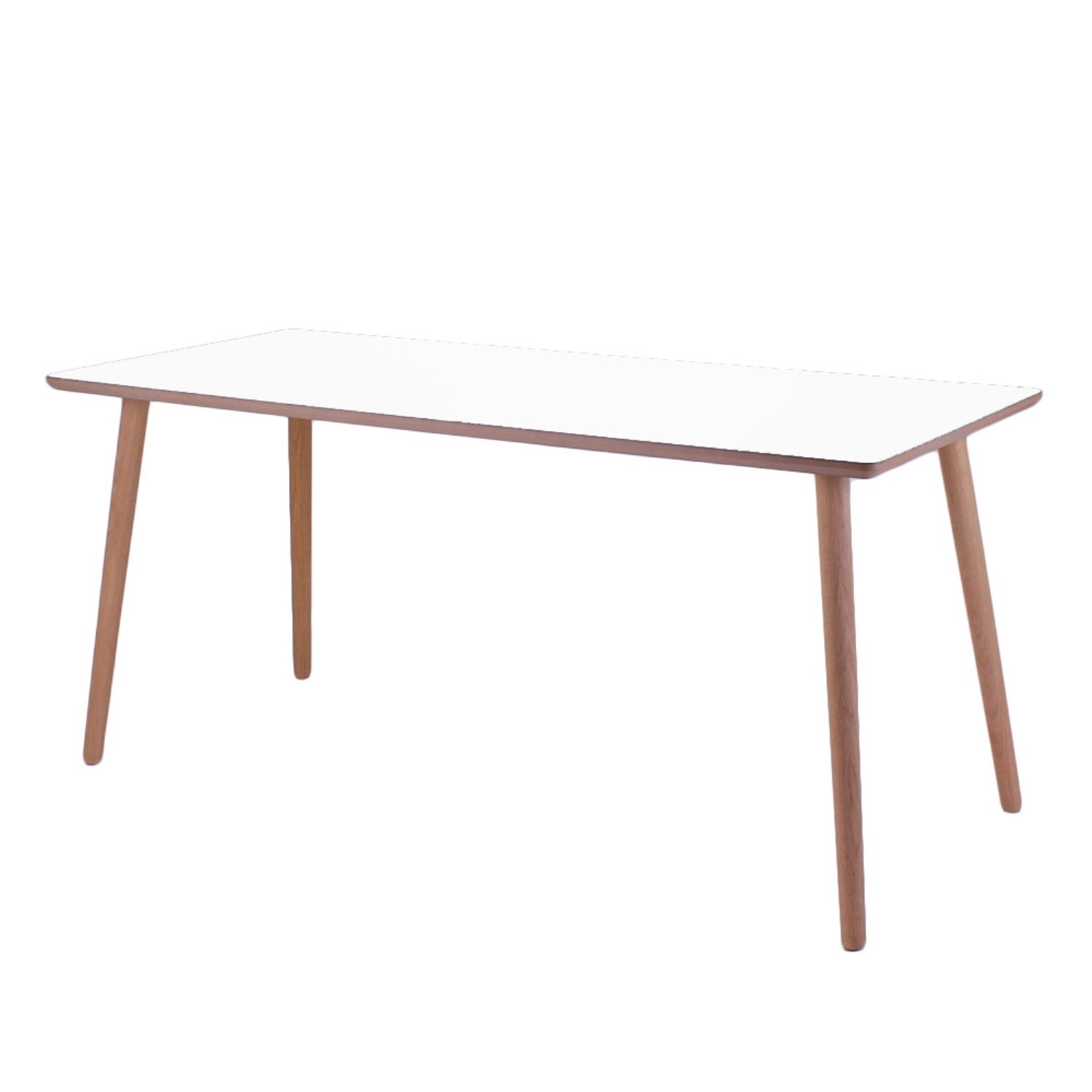 Produktbillede af Dimm Skrivebord hvid højtrykslaminat ege ben 140 x 70 cm Hvid laminat på tilbud i høj kvalitet