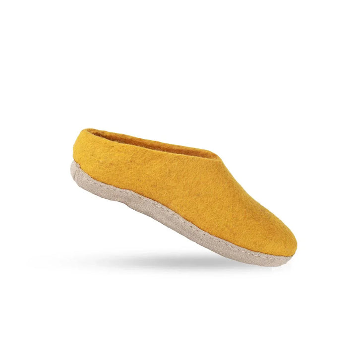 Uldtøffel (100% ren uld) m/sål i skind Dansk Design fra SHUS gul / 43