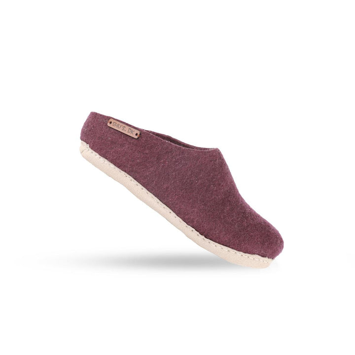 Uldtøffel (100% ren uld) m/sål i skind Dansk Design fra SHUS lilla / 36