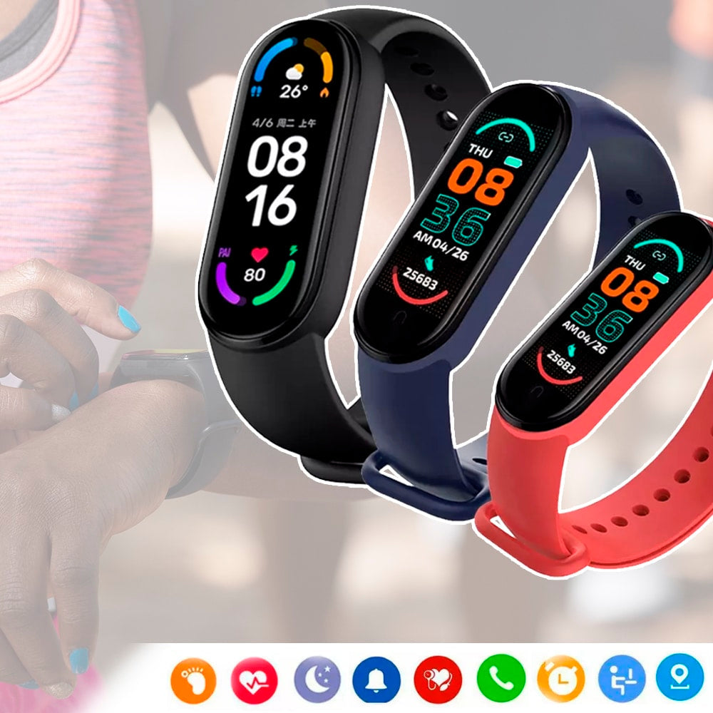 Produktbillede af Smartwatch m/Puls- & blodtryksmåler (vand- og støvafvisende) Rød på tilbud