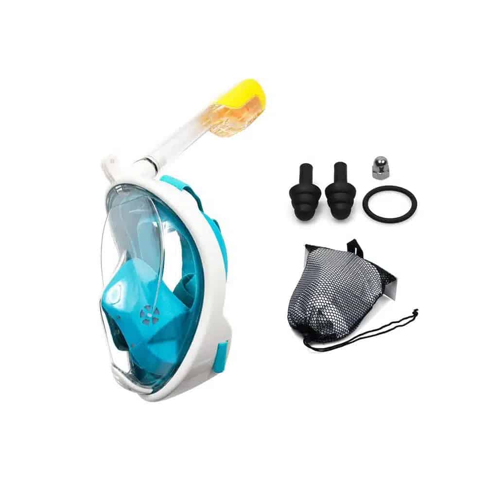 Snorkelmaske til børn og voksne med snorkel og 180 graders udsigt Grøn / L/XL