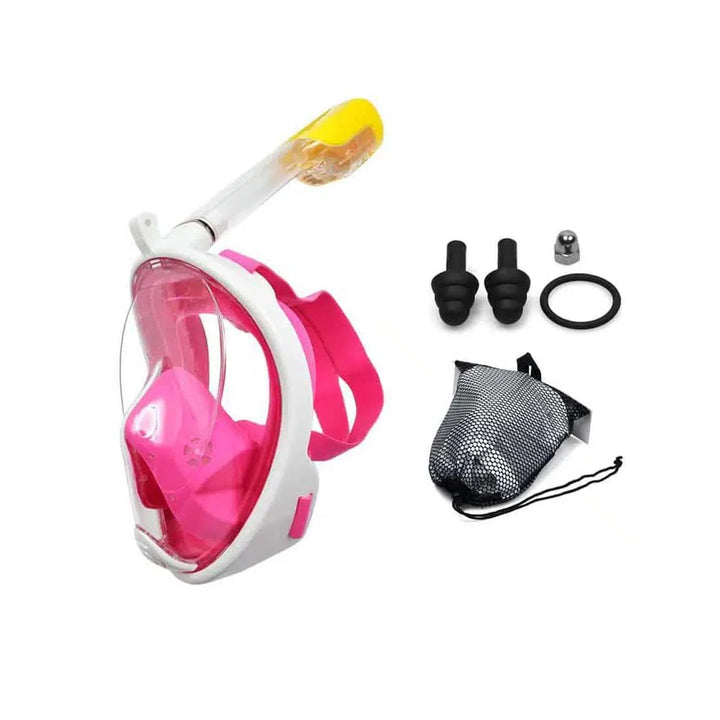 Snorkelmaske til børn og voksne med snorkel og 180 graders udsigt Pink / L/XL