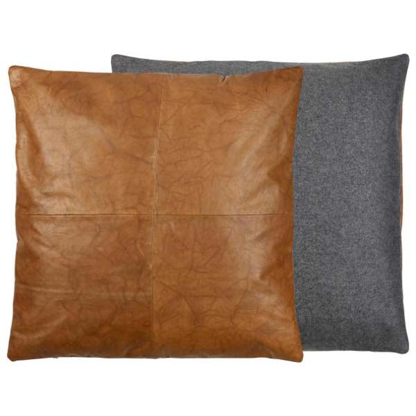 Produktbillede af Södahl Lodge leather Pude 60 x 60 cm Sort/Tobacco i premium kvalitet