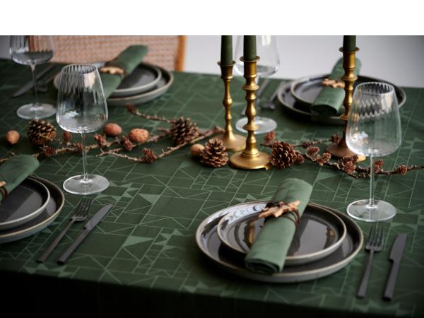 Produktbillede af Södahl Juledug 140x220 Star Damask Forest green i premium kvalitet