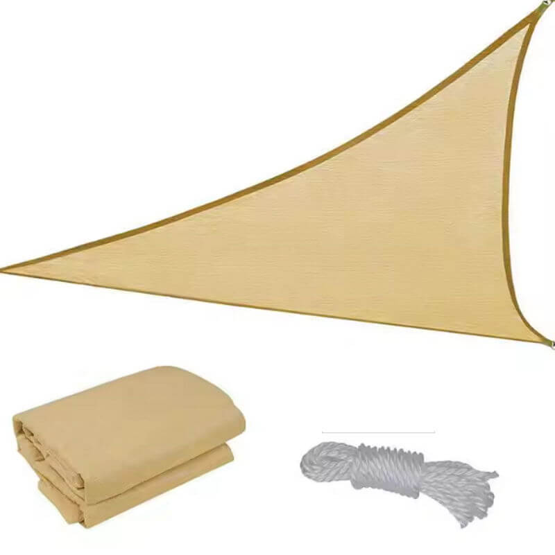 Produktbillede af Solsejl trekantet beige 5 x 5 meter på tilbud i høj kvalitet