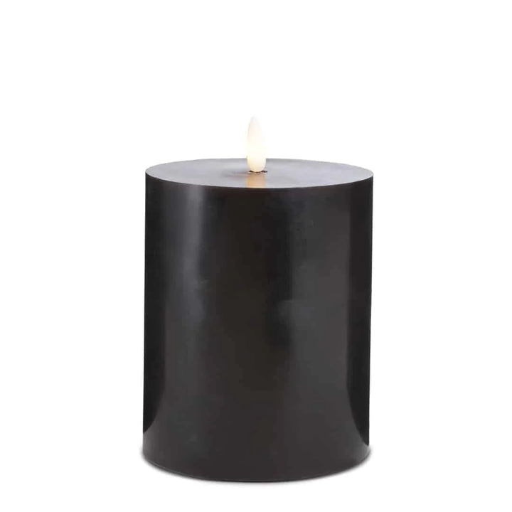 LED Stearinlys 1 stk. ø10 x 15 cm m/3D flamme (flere farver) Sort