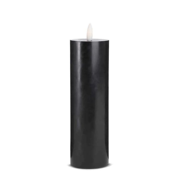 LED Stearinlys 1 stk. ø5,5 x 20 cm m/3D flamme (flere farver) Sort