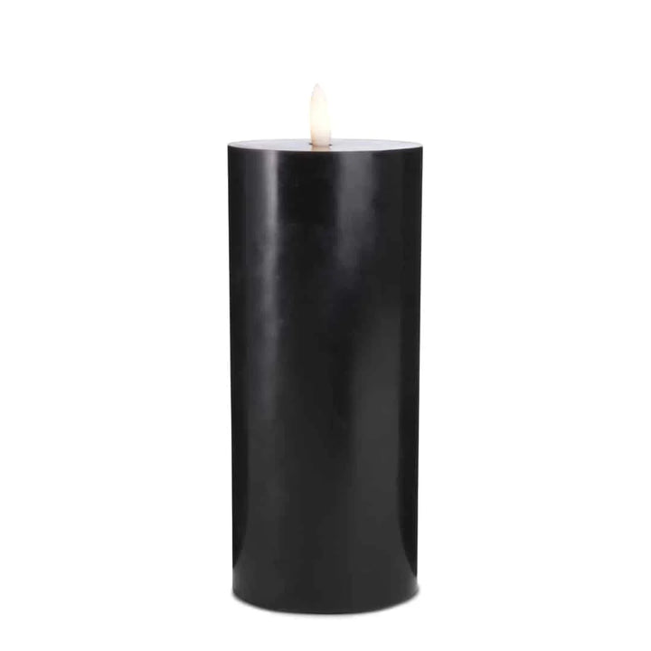 LED Stearinlys 1 stk. ø7,5 x 20 cm m/3D flamme (flere farver) Sort