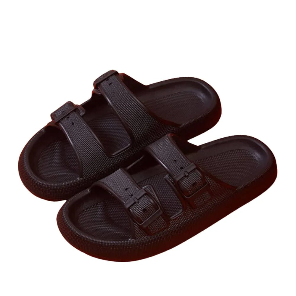 Slippers / Tøfler m/Spænde Bløde & Skridsikre i flere flotte farver (kendt som Happy Flops) Sort / 36/37