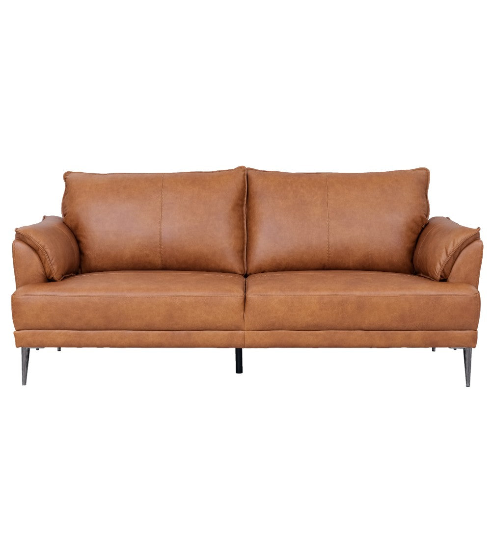 Produktbillede af Soul 3 pers. sofa lysebrun semianilin læder og sort metal i premium kvalitet