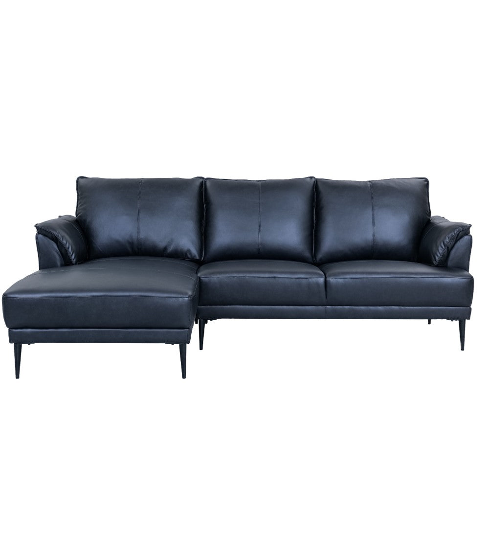 Produktbillede af Soul sofa m. venstre chaiselong sort semianilin læder og sort metal i premium kvalitet