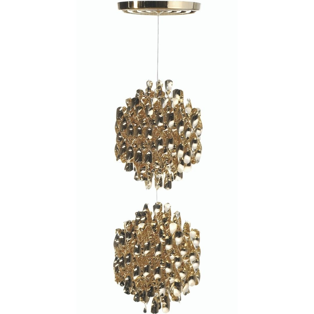 Produktbillede af Spiral Pendel SP2 Guld m/loftplade Verpan i premium kvalitet