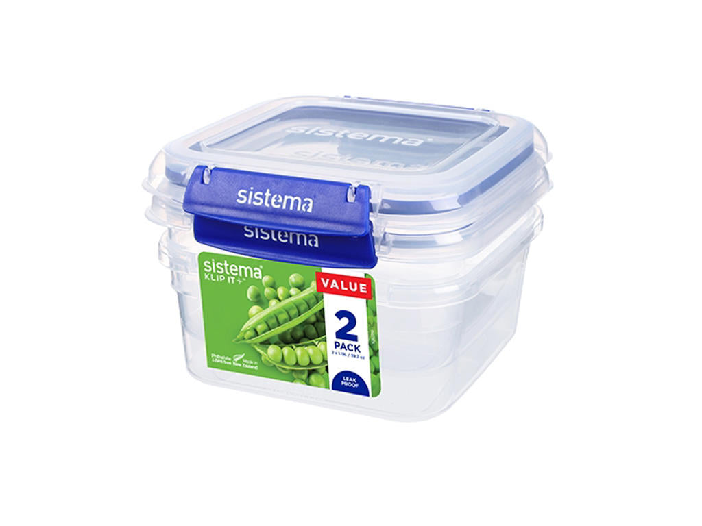 Produktbillede af Sistema Square Klip It Plus 2Pack 1.15L i premium kvalitet