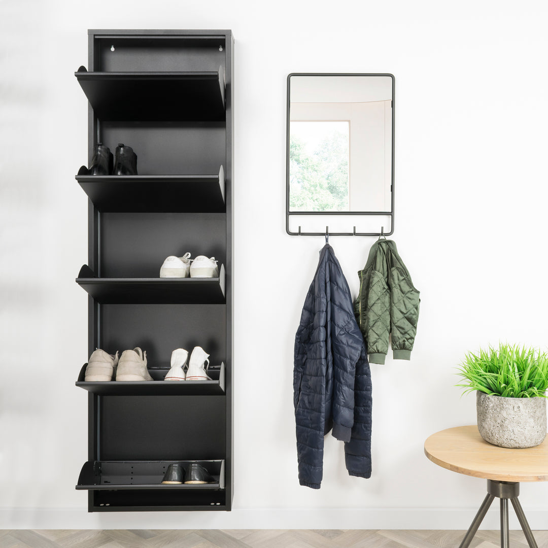 Produktbillede af Zapato Skoskab med 5 rum sort metal på tilbud i høj kvalitet