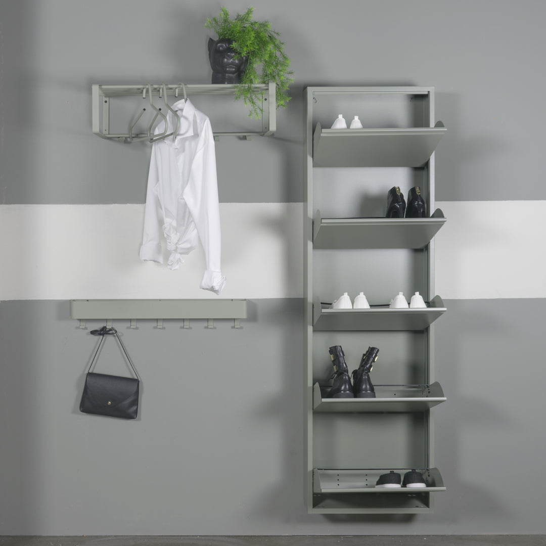 Produktbillede af Zapato Skoskab med 5 rum støvet grøn metal på tilbud i høj kvalitet